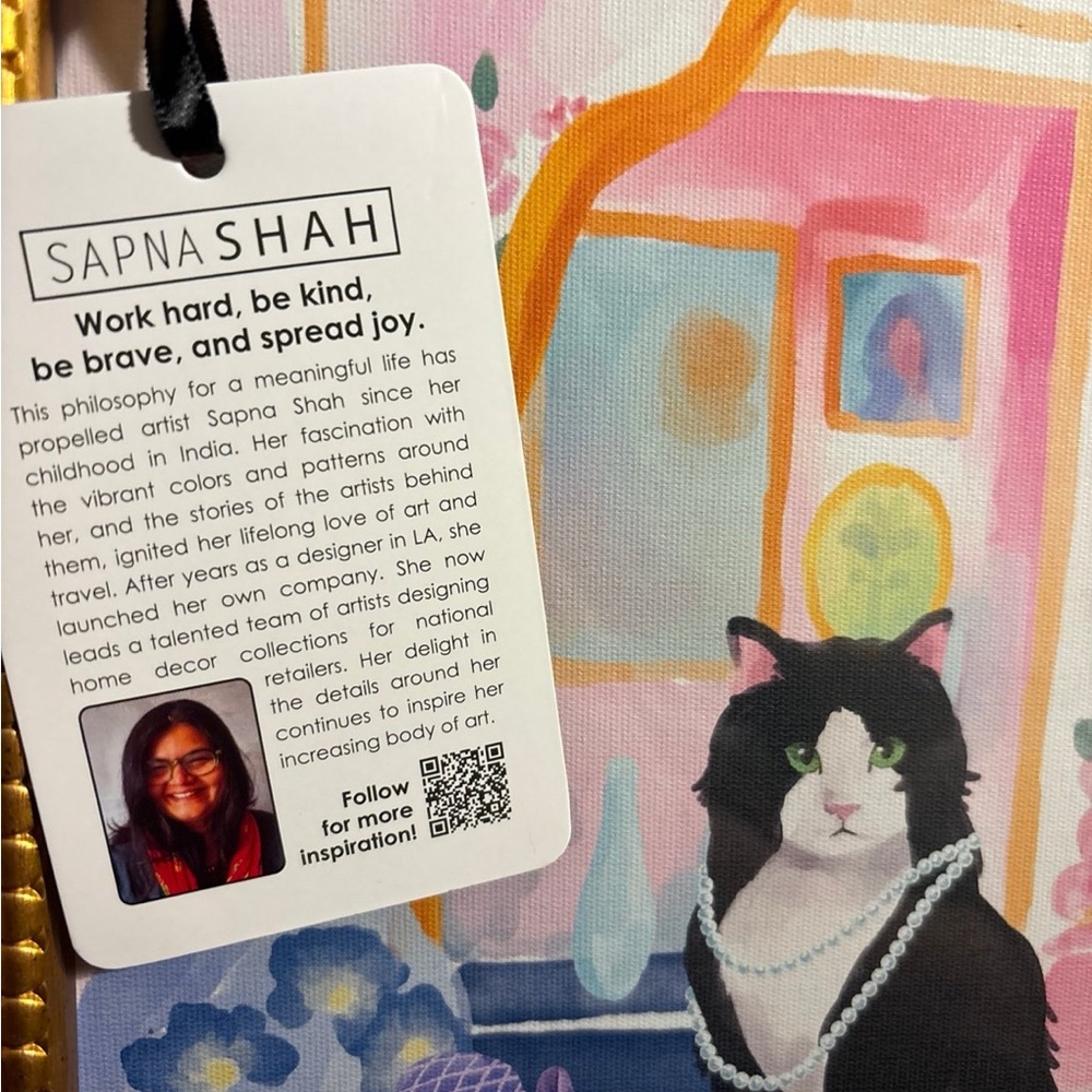 Sapna Shah Colorful Cat Art Print with Gold Frame - Picture 3 of 3